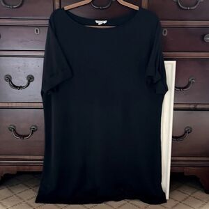 Silence + Noise black boho flowy cotton oversized T shirt dress L